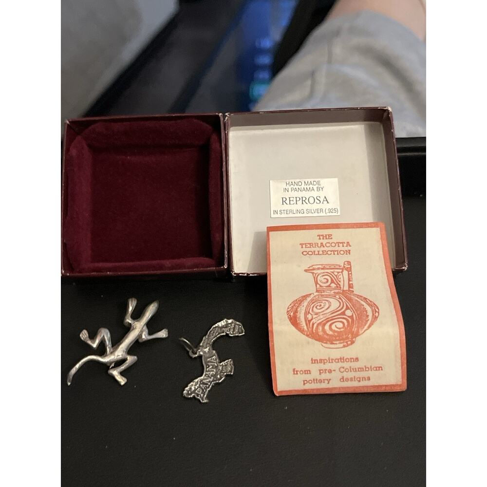 Vintage REPROSA Panama 925 Sterling Silver Huacas Pin Pendant w Box